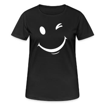 Expression de clin d’œil blanc - T-shirt respirant Femme - noir - Devant - AI Model Female 172 light (172cm)