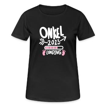 Onkel 2023 - Onkel werden - Onkel loading 2023 - Frauen T-Shirt atmungsaktiv - Schwarz - Vorne - AI Model Female 172 light (172cm)