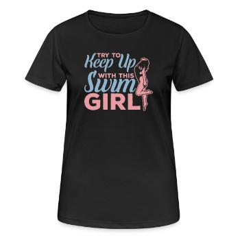 Nageur - T-shirt respirant Femme - noir - Devant - AI Model Female 172 light (172cm)