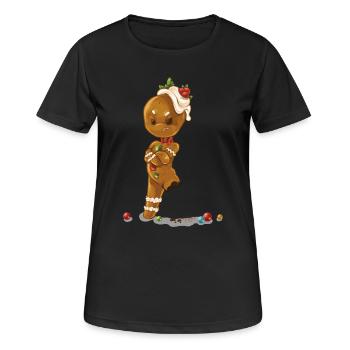 Lebkuchenmann ohne Bein - Frauen T-Shirt atmungsaktiv - Schwarz - Vorne - AI Model Female 172 light (172cm)