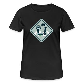 Klimaaktivist Straßen Kleben - Frauen T-Shirt atmungsaktiv - Schwarz - Vorne - AI Model Female 172 light (172cm)