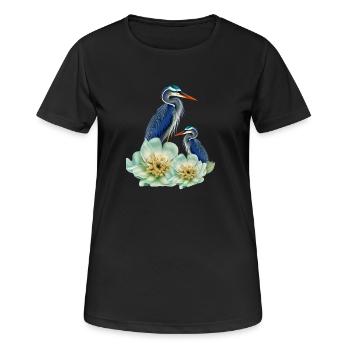 The elegant crane with flowers - Women's Breathable T-Shirt - black - Front - AI Model Female 172 light (172cm)