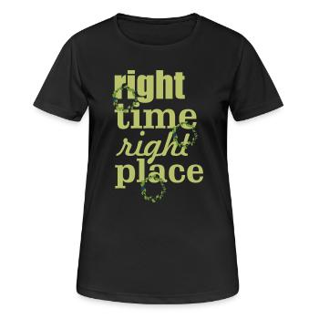 right time right place - Women's Breathable T-Shirt - black - Front - AI Model Female 172 light (172cm)
