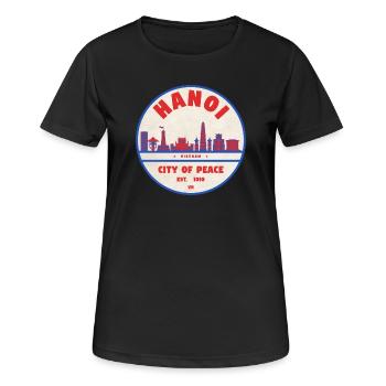 Insigne de la ville de la paix de Hanoï Paysage urbain - T-shirt respirant Femme - noir - Devant - AI Model Female 172 light (172cm)