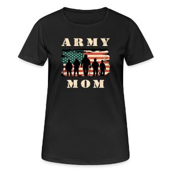 Armee Mutter mit USA Flagge - Frauen T-Shirt atmungsaktiv - Schwarz - Vorne - AI Model Female 172 light (172cm)