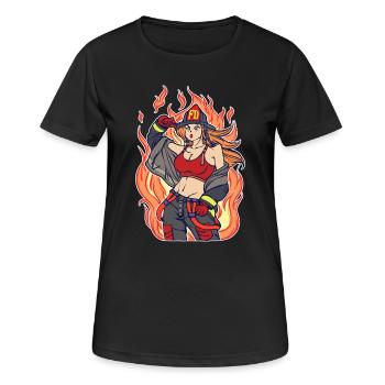 Freiwillige Feuerwehr Feuer Brennen Lebensretter - Frauen T-Shirt atmungsaktiv - Schwarz - Vorne - AI Model Female 172 light (172cm)