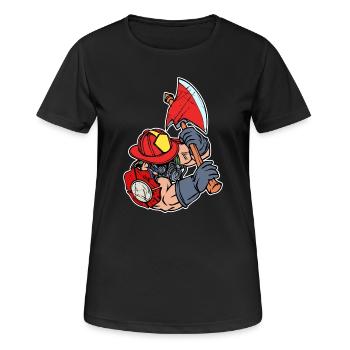 Feuerwehr Brandschutz Lebensretter Feuerwehrmann - Frauen T-Shirt atmungsaktiv - Schwarz - Vorne - AI Model Female 172 light (172cm)