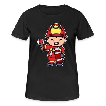 Volunteer fire brigade fire extinguisher firefighter helmet - Women's Breathable T-Shirt - black - Front - AI Model Female 172 light (172cm)