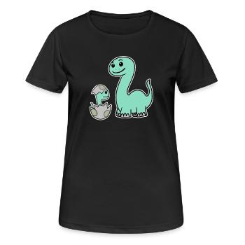 Dinosaur with baby dinosaur - Women's Breathable T-Shirt - black - Front - AI Model Female 172 light (172cm)