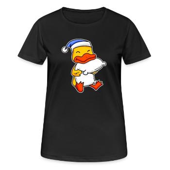 Ente mit Kissen und Schlafmütze - Frauen T-Shirt atmungsaktiv - Schwarz - Vorne - AI Model Female 172 light (172cm)