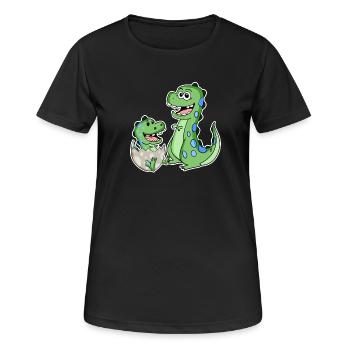 Dinosaur with baby dinosaur - Women's Breathable T-Shirt - black - Front - AI Model Female 172 light (172cm)