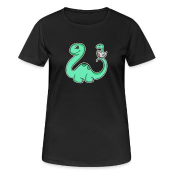 Dinosaur with baby dinosaur - Women's Breathable T-Shirt - black - Front - AI Model Female 172 light (172cm)