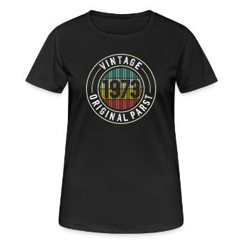 Originalteile-Abzeichen von 1973 - Frauen T-Shirt atmungsaktiv - Schwarz - Vorne - AI Model Female 172 light (172cm)