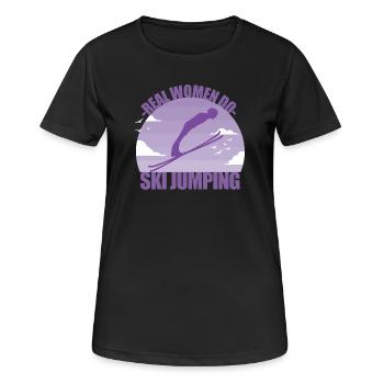 Skispringen Skispringerin Wintersport Geschenk - Frauen T-Shirt atmungsaktiv - Schwarz - Vorne - AI Model Female 172 light (172cm)