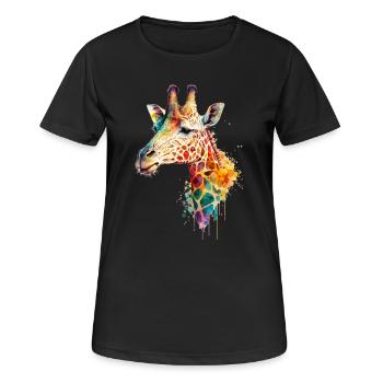 Giraffe - Frauen T-Shirt atmungsaktiv - Schwarz - Vorne - AI Model Female 172 light (172cm)