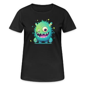 Un monstre heureux à câliner - T-shirt respirant Femme - noir - Devant - AI Model Female 172 light (172cm)