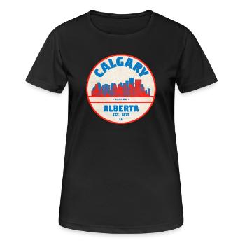 Calgary Skyline Vintage - Frauen T-Shirt atmungsaktiv - Schwarz - Vorne - AI Model Female 172 light (172cm)