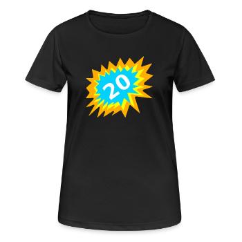was schenken, 20 bunt - Frauen T-Shirt atmungsaktiv - Schwarz - Vorne - AI Model Female 172 light (172cm)