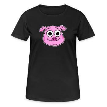 Tête de porc Tête d’animal - T-shirt respirant Femme - noir - Devant - AI Model Female 172 light (172cm)