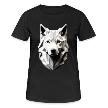 Kopf vom weißen Wolf - Frauen T-Shirt atmungsaktiv - Schwarz - Vorne - AI Model Female 172 light (172cm)