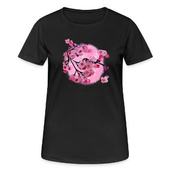 Japanische Kirschblüten Kunst - Frauen T-Shirt atmungsaktiv - Schwarz - Vorne - AI Model Female 172 light (172cm)