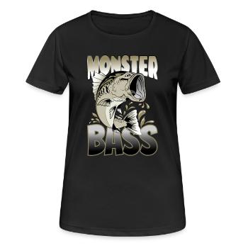 Big Bass Fish | Achigan à grande bouche | Black Bass | Fis - T-shirt respirant Femme - noir - Devant - AI Model Female 172 light (172cm)