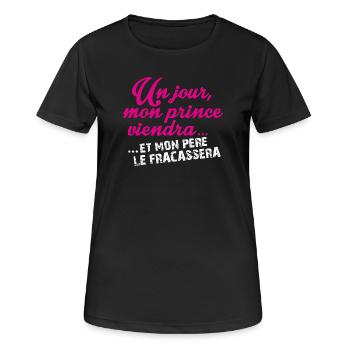 Un jour mon prince viendra - T-shirt respirant Femme - noir - Devant - AI Model Female 172 light (172cm)