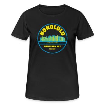 Honolulu Skyline Retro Abzeichen - Frauen T-Shirt atmungsaktiv - Schwarz - Vorne - AI Model Female 172 light (172cm)