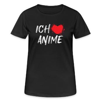 Herz Anime Statement Zeichentrick Comic Popkultur - Frauen T-Shirt atmungsaktiv - Schwarz - Vorne - AI Model Female 172 light (172cm)