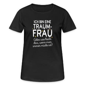 Traumfrau Oder Wie Heißt Das Wenn Man Müde Ist - Frauen T-Shirt atmungsaktiv - Schwarz - Vorne - AI Model Female 172 light (172cm)