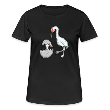 Kraniche Familie - Kraniche mit Baby - Frauen T-Shirt atmungsaktiv - Schwarz - Vorne - AI Model Female 172 light (172cm)