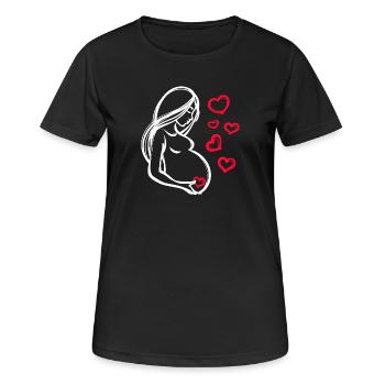 Babyglück Babybauch Schwanger Herz Schwangerschaft - Frauen T-Shirt atmungsaktiv - Schwarz - Vorne - AI Model Female 172 light (172cm)