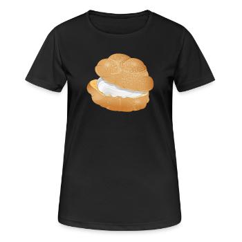Illustration d’une crème fourrée feuilletée - T-shirt respirant Femme - noir - Devant - AI Model Female 172 light (172cm)