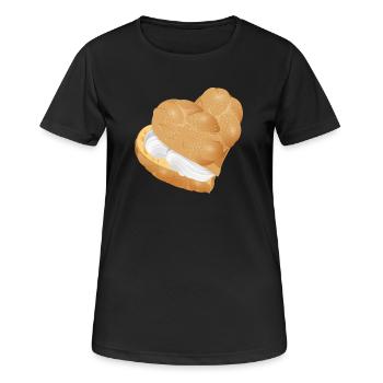 Crème fourrée crème puff coeur - T-shirt respirant Femme - noir - Devant - AI Model Female 172 light (172cm)
