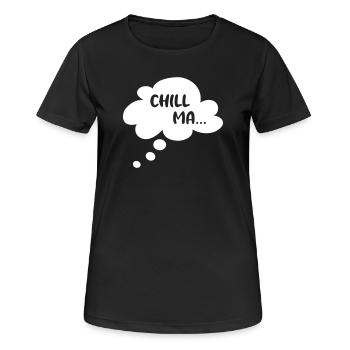 Sprechblase coole Sprüche chillen entspannen Wolke - Frauen T-Shirt atmungsaktiv - Schwarz - Vorne - AI Model Female 172 light (172cm)