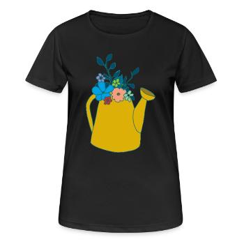 giesskanne senffarben - Frauen T-Shirt atmungsaktiv - Schwarz - Vorne - AI Model Female 172 light (172cm)