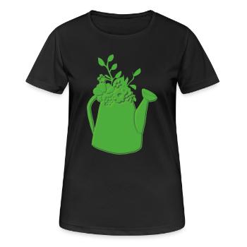 giesskanne relief - Frauen T-Shirt atmungsaktiv - Schwarz - Vorne - AI Model Female 172 light (172cm)
