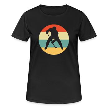 Hockey, Eishockey, Eishockey - Frauen T-Shirt atmungsaktiv - Schwarz - Vorne - AI Model Female 172 light (172cm)