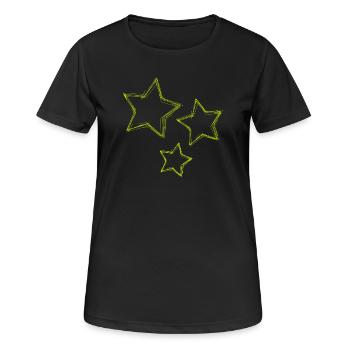 STERN. STERNE. STERN. STERNE. FEST. JAHRESTAG - Frauen T-Shirt atmungsaktiv - Schwarz - Vorne - AI Model Female 172 light (172cm)