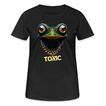 Niedlicher giftiger Frosch - Frauen T-Shirt atmungsaktiv - Schwarz - Vorne - AI Model Female 172 light (172cm)