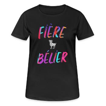 Fière bélier cadeau bélier signe du zodiaque - T-shirt respirant Femme - noir - Devant - AI Model Female 172 light (172cm)