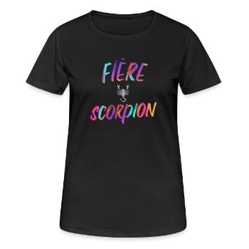 Fière scorpion cadeau scorpion signe zodiaque - T-shirt respirant Femme - noir - Devant - AI Model Female 172 light (172cm)