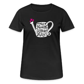 Alle Dinge wachsen mit Liebe - Frauen T-Shirt atmungsaktiv - Schwarz - Vorne - AI Model Female 172 light (172cm)