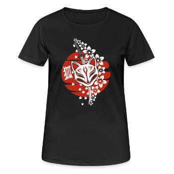 Kit de masque d’anime japonais - T-shirt respirant Femme - noir - Devant - AI Model Female 172 light (172cm)