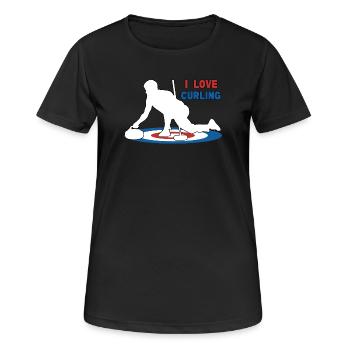 J’adore le curling - T-shirt respirant Femme - noir - Devant - AI Model Female 172 light (172cm)