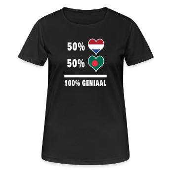 Bangladesh and The Netherlands 100% Genius Flag - Women's Breathable T-Shirt - black - Front - AI Model Female 172 light (172cm)