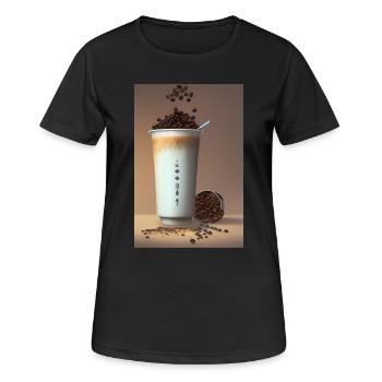 Café, grains de café - T-shirt respirant Femme - noir - Devant - AI Model Female 172 light (172cm)