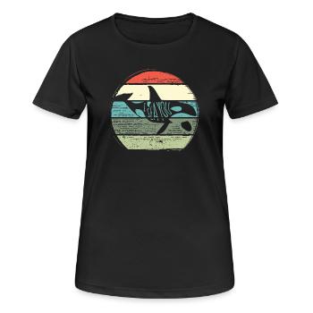 Retro Whale Sunset Circle - Women's Breathable T-Shirt - black - Front - AI Model Female 172 light (172cm)