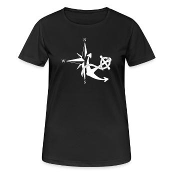 Anker & Seerose - Frauen T-Shirt atmungsaktiv - Schwarz - Vorne - AI Model Female 172 light (172cm)