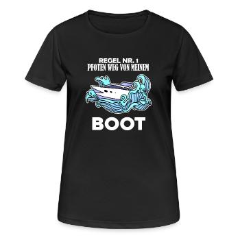 Boote Motorboot - Frauen T-Shirt atmungsaktiv - Schwarz - Vorne - AI Model Female 172 light (172cm)
